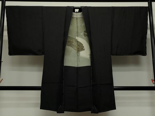 平和屋着物＃男性　長羽織　黒色　黒地　正絹　逸品　未使用　CAAT5854id