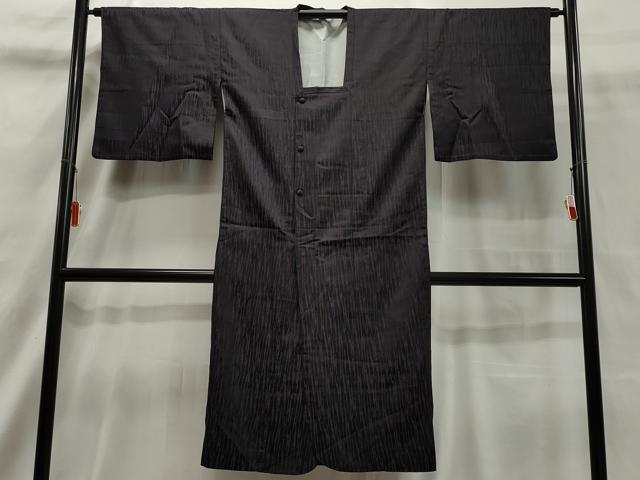 平和屋着物▽道行コート　単衣　吉祥文　黒地　ロング丈　正絹　逸品　CAAT5871id