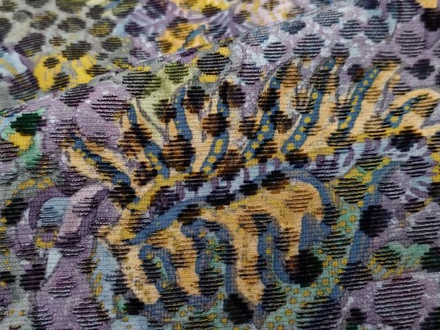 平和屋着物＃道中着 輪奈ビロード 草花文 ロング丈 正絹 逸品 CAAT5884id