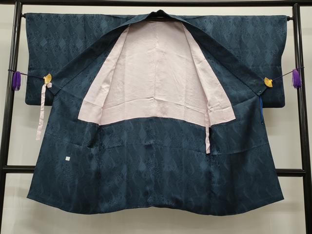 平和屋着物＃道中着 ロング丈 杢目絞り 変わり縞 健勝苑扱い 正絹 逸品