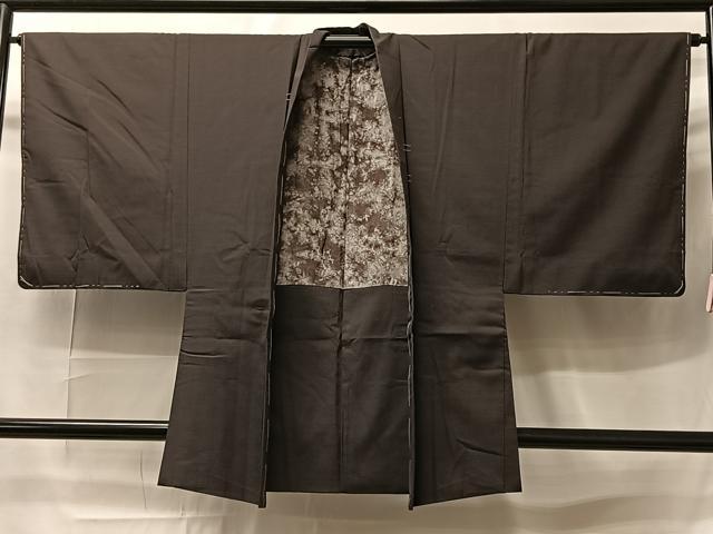 平和屋着物＃男性　羽織　紬地　赤墨色　正絹　逸品　未使用　CAAT5922id