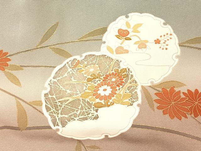 平和屋着物＃道行コート 雪輪枝花文 暈し染め 金彩 正絹 逸品 CAAT5933id