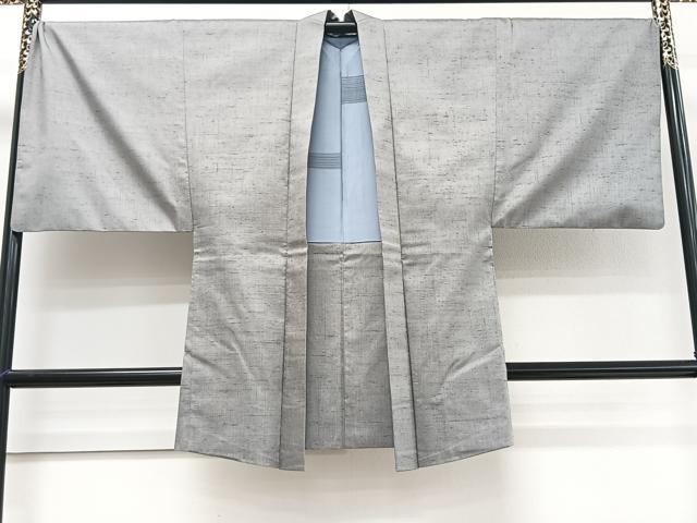 平和屋着物＃男性　長羽織　紬地　桔梗色　正絹　逸品　CAAT5947id