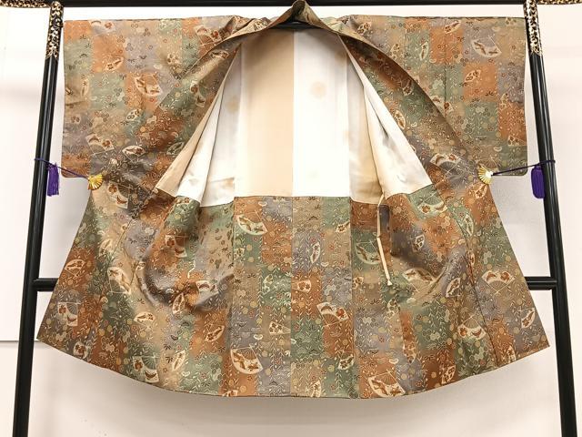 平和屋着物＃道中着　扇面宝尽くし花文　ロング丈　正絹　逸品　CAAT5960id 平和屋着物＃道中着 扇面宝尽くし花文 ロング丈 正絹 逸品 CAAT5960id