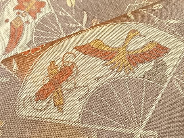 平和屋着物＃道中着 扇面宝尽くし花文 ロング丈 正絹 逸品 CAAT5960id