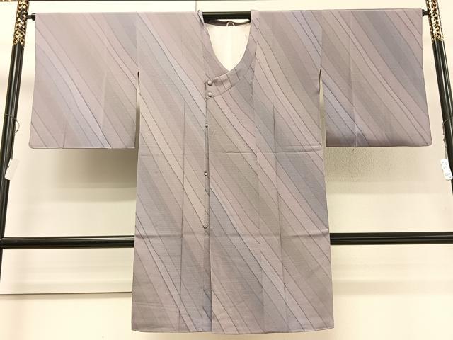 平和屋着物＃道行コート　斜線文　暈し染め　ロング丈　正絹　逸品　CAAT5993id