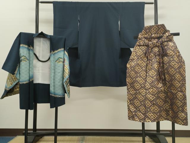 平和屋着物[]男の子 祝着・羽織・馬乗り袴セット 鷹 吉祥横段花文