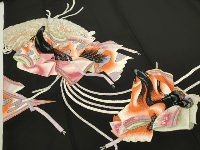 平和屋着物○豪華黒留袖 総刺繍 十二単 松竹梅檜扇花文 金