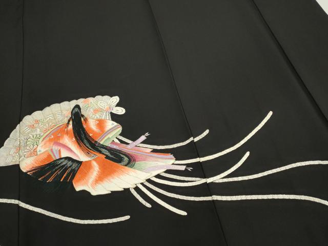 平和屋着物●豪華黒留袖　総刺繍　十二単　松竹梅檜扇花文　金銀糸　正絹　逸品　CAAT6148ze 平和屋着物○豪華黒留袖 総刺繍 十二単 松竹梅檜扇花文 金