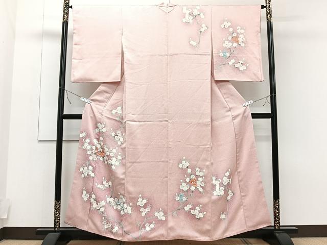 平和屋着物■訪問着　刺繍　枝花文　たたき染め　やまと誂製　正絹　逸品　CAAT6519xi