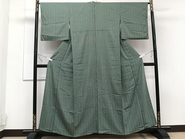 平和屋着物▽上質な小紋 単衣 縞 正絹 逸品 CAAT6546xi