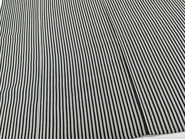 平和屋着物▽上質な小紋 単衣 縞 黒地 正絹 逸品 CAAT6548xi