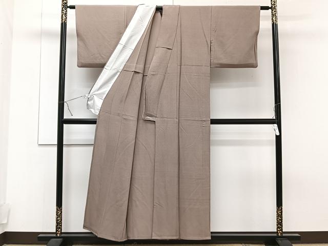 平和屋着物□極上 染色家 岸上純平 色無地 絹鼠色 菱地紋