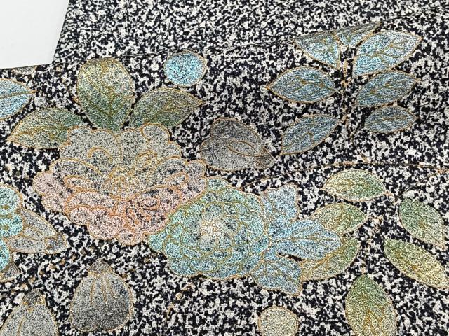 平和屋着物▽訪問着　単衣　辻が花　たたき染め　黒地　金銀彩　正絹　逸品　CAAT6555xi 平和屋着物▽訪問着 単衣 辻が花 たたき染め 黒地 金銀彩 正絹 逸品