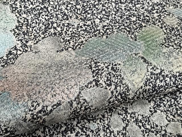 平和屋着物▽訪問着 単衣 辻が花 たたき染め 黒地 金銀彩 正絹 逸品