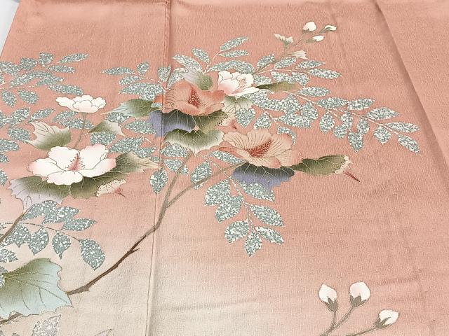 平和屋着物▽訪問着　単衣　草花文　暈し染め　金彩　正絹　逸品　CAAT6560xi 平和屋着物▽訪問着 単衣 草花文 暈し染め 金彩 正絹 逸品 CAAT6560xi