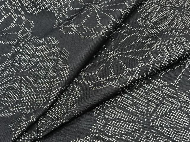 平和屋着物▽上質な紬　単衣　舞菊文　正絹　逸品　CAAT6564xi