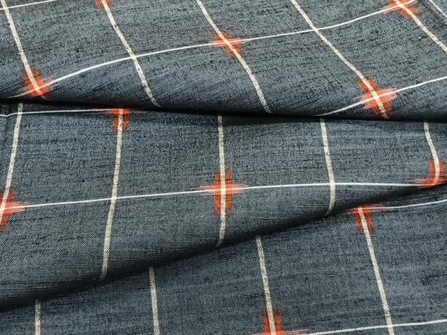 平和屋着物▽上質な紬　単衣　格子柄　正絹　逸品　CAAT6568xi