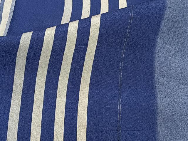 平和屋着物▽上質なお召 単衣 縞 正絹 逸品 CAAT6571xi