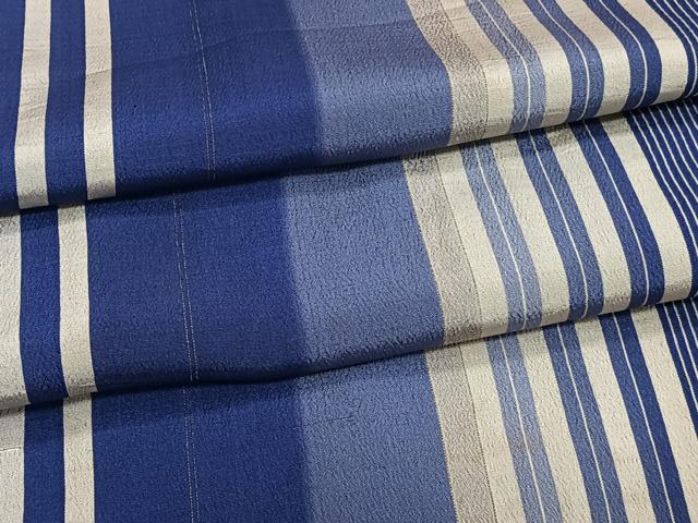 平和屋着物▽上質なお召　単衣　縞　正絹　逸品　CAAT6571xi