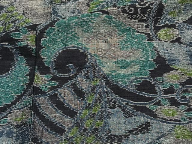 平和屋着物▽上質な紬 単衣 花唐草文 正絹 逸品 CAAT6575xi