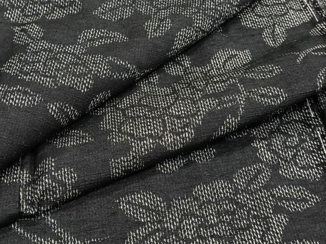 平和屋着物▽上質な紬 　単衣　草花文 　正絹　逸品　未使用　CAAT6576xi