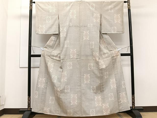 平和屋着物▽本塩沢　単衣　正倉院花文　正絹　逸品　CAAT6595xi 平和屋着物▽本塩沢 単衣 正倉院花文 正絹 逸品 CAAT6595xi