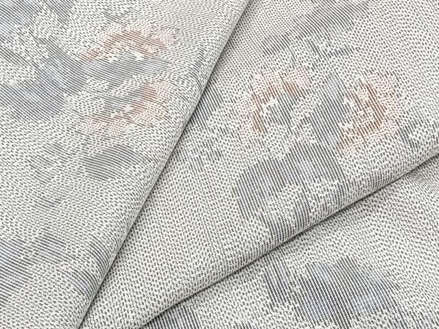 平和屋着物▽上質な紬　単衣　枝花文　正絹　逸品　CAAT6596xi