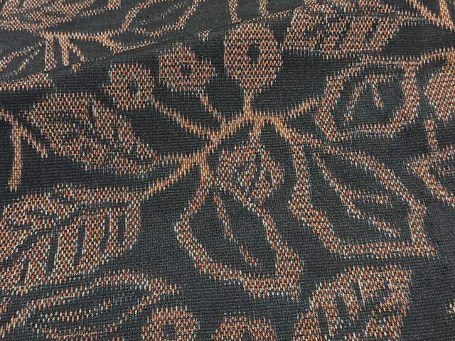 平和屋着物▽上質な紬 単衣 草花文 正絹 逸品 CAAT6598xi