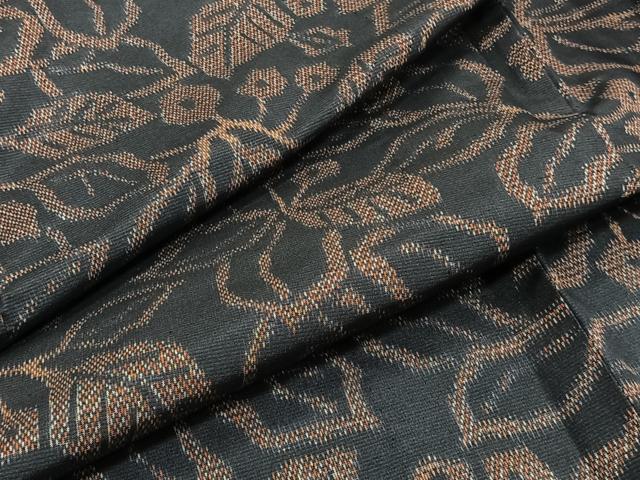 平和屋着物▽上質な紬　単衣　草花文　正絹　逸品　CAAT6598xi