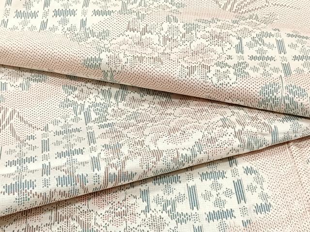 平和屋着物▽上質な紬　単衣　草花文　正絹　逸品　CAAT6599xi