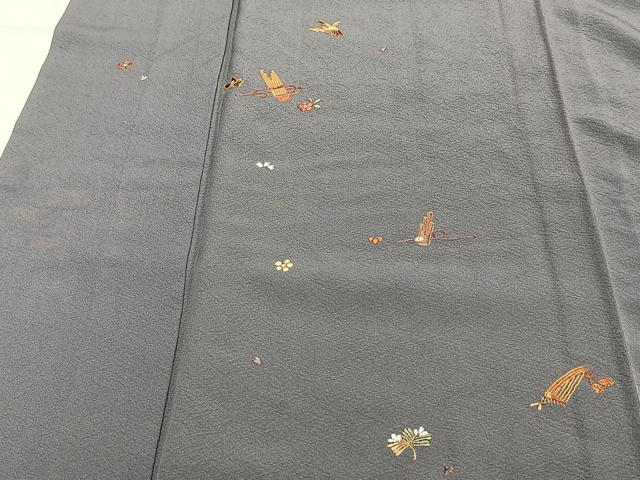 平和屋着物▽訪問着　単衣　総刺繍　駒刺繍　草花楽器文　金糸　正絹　逸品　CAAT6608xi_3