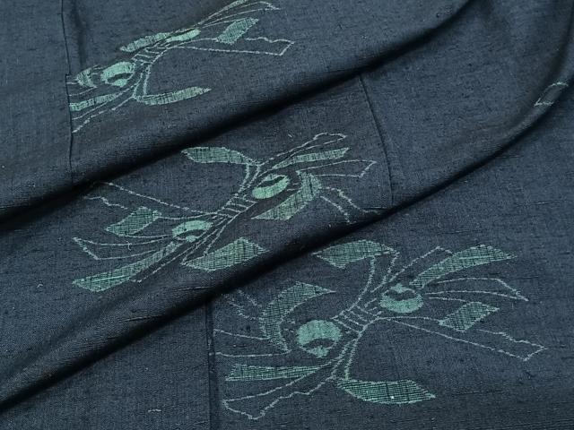 平和屋着物▽上質な紬　単衣　束ね熨斗文　正絹　逸品　CAAT6610xi