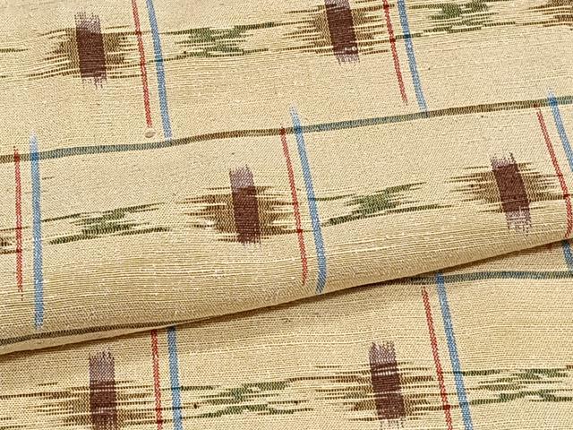 平和屋着物▽上質な紬 単衣 琉球絣文様 正絹 逸品 CAAT6617xi