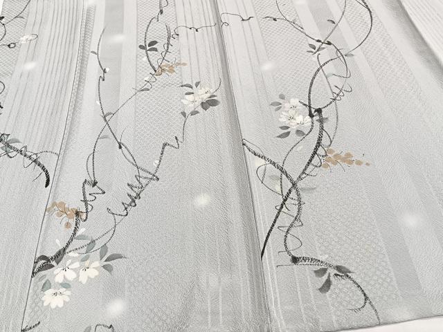 平和屋着物▽上質な小紋　単衣　作家物　手描き　葡萄蔦の葉文　正絹　逸品　CAAT6628xi_3