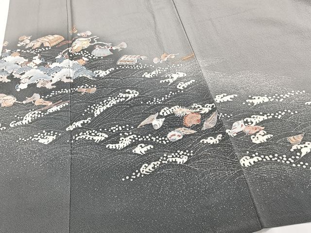 平和屋着物▽訪問着　単衣　刺繍　貝合わせ文　暈し染め　金彩　正絹　逸品　CAAT6635xi 平和屋着物▽訪問着 単衣 刺繍 貝合わせ文 暈し染め 金彩 正絹 逸品