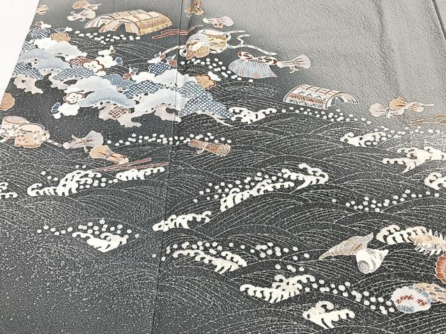 平和屋着物▽訪問着 単衣 刺繍 貝合わせ文 暈し染め 金彩 正絹 逸品