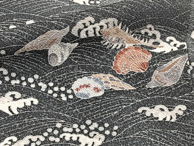 平和屋着物▽訪問着 単衣 刺繍 貝合わせ文 暈し染め 金彩 正絹 逸品