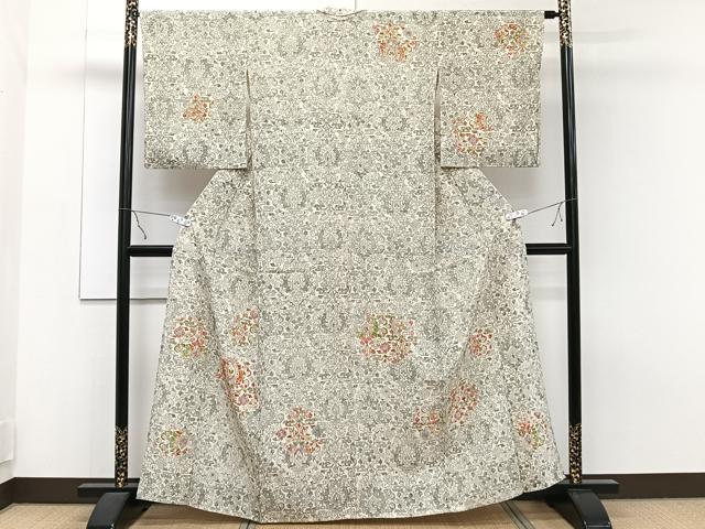 平和屋着物▽訪問着　単衣　草花文　正絹　逸品　CAAT6643xi