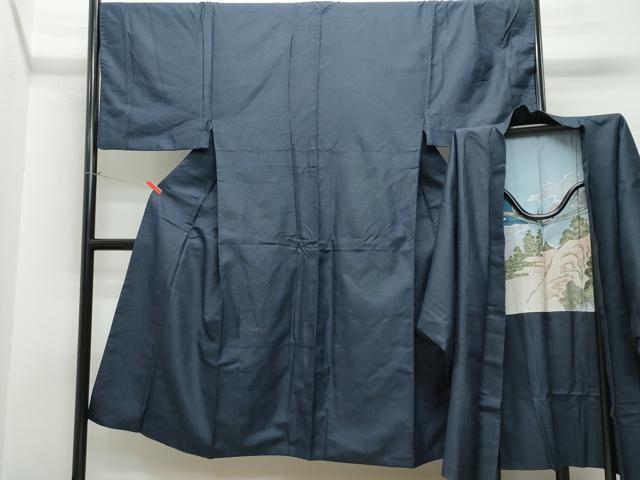 平和屋着物●男性　紬　アンサンブル　100亀甲　正絹　逸品　CAAT6828vf