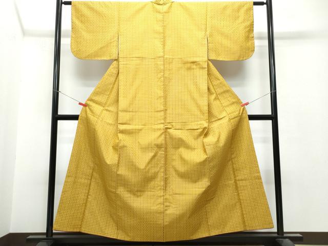 平和屋着物○山下八百子 本場黄八丈 市松綾織 正絹 逸品 CAAT6915vf