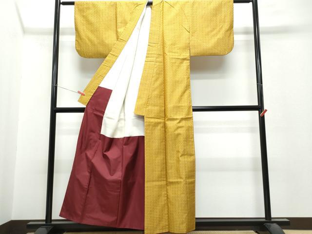 平和屋着物○山下八百子 本場黄八丈 市松綾織 正絹 逸品 CAAT6915vf