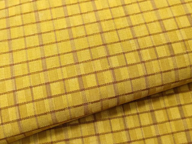 平和屋着物○山下八百子 本場黄八丈 市松綾織 正絹 逸品 CAAT6915vf