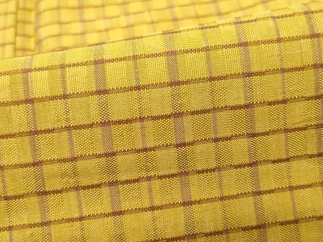 平和屋着物○山下八百子 本場黄八丈 市松綾織 正絹 逸品 CAAT6915vf