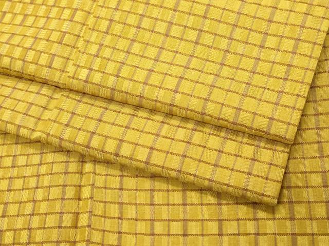 平和屋着物○山下八百子 本場黄八丈 市松綾織 正絹 逸品 CAAT6915vf