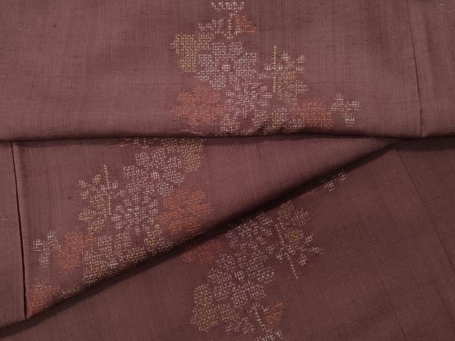 平和屋着物●結城紬　100亀甲　吉祥花文　正絹　逸品　CAAT6916vf