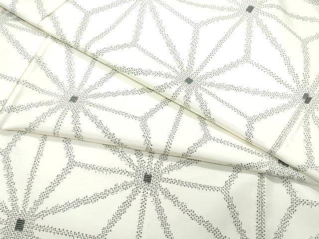 平和屋着物●上質な紬　麻の葉文様　正絹　逸品　CAAT6919vf
