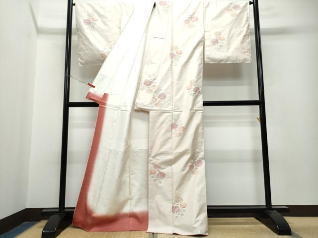 平和屋着物●本場大島紬　白大島　9マルキ　草花文　総絣　正絹　逸品　CAAT6926vf 平和屋着物○本場大島紬 白大島 9マルキ 草花文 総絣 正絹 逸品