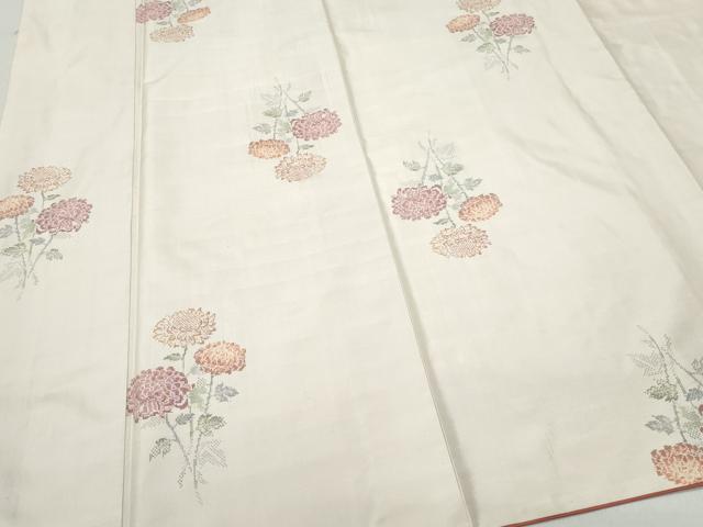 平和屋着物○本場大島紬 白大島 9マルキ 草花文 総絣 正絹 逸品