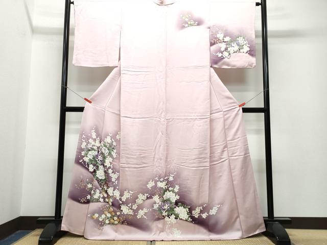 平和屋着物●訪問着　枝花文　暈し染め　金彩　正絹　逸品　CAAT6935vf